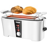 Unold Design Dual 4 rebanada(s) 1350 W Negro, Blanco, Tostadora blanco/Negro, 4 rebanada(s), Negro, Blanco, Plástico, Acero inoxidable, Botones, Nivel, Giratorio, Blanco, 1350 W