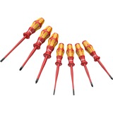Wera 160 iSS/7 Juego de destornilladores Kraftform Plus Serie 100 rojo/Amarillo, Con diámetros de varilla reducido y mangos extra-delgados