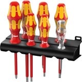 Wera 160 i/165 i/7 Rack Juego de destornilladores rojo/Amarillo, Kraftform Plus Serie 100 + Buscapolos + Bandeja