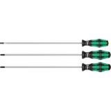 Wera 335/350/355/3 Juego de destornilladores Kraftform Plus, largo negro/Verde, Kraftform Plus Lasertip + Bandeja