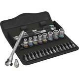 Wera 8100 SA 7 Juego de carraca Zyklop, Kit de herramientas Metal, cuadradillo pasante de 1/4", métrico