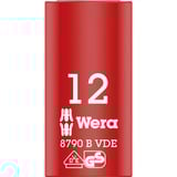 Wera Inserto de llave de vaso Zyklop VDE, 12mm, 3/8", Llave de tubo rojo/Amarillo