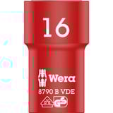 Wera Inserto de llave de vaso Zyklop VDE, 16mm, 3/8", Llave de tubo rojo/Amarillo