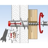 fischer DUOBLADE 40 pieza(s) Juego de enchufes de pared y tornillos 4,4 cm, Pasador gris claro/Rojo, Juego de enchufes de pared y tornillos, Concreto, De plástico, Gris, Pozidriv, PZ2