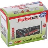 fischer DUOPOWER 5x25 S LD, Pasador gris claro/Rojo