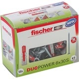 fischer DUOPOWER 6x30 S LD, Pasador gris claro/Rojo