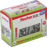 fischer DUOPOWER 6x30 S PH LD, Pasador gris claro/Rojo