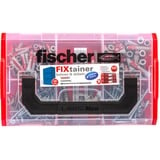 fischer FIXtainer 306 150 pieza(s) Juego de enchufes de pared y tornillos, Pasador gris claro/Rojo, Juego de enchufes de pared y tornillos, Concreto, Gris, 150 pieza(s), Caja