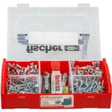 fischer FIXtainer 306 150 pieza(s) Juego de enchufes de pared y tornillos, Pasador gris claro/Rojo, Juego de enchufes de pared y tornillos, Concreto, Gris, 150 pieza(s), Caja