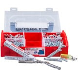 fischer FIXtainer 306 150 pieza(s) Juego de enchufes de pared y tornillos, Pasador gris claro/Rojo, Juego de enchufes de pared y tornillos, Concreto, Gris, 150 pieza(s), Caja