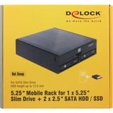 DeLOCK 47230 Caja para disco ODD 13,3 cm (5.25") SATA III Negro, Bastidor de instalación negro, 13,3 cm (5.25"), SATA III, Negro, Aluminio, 146,2 mm, 149,7 mm