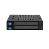 Icy Dock MB522SP-B base de conexión para disco duro Negro, Chasis intercambiable negro, Unidad de disco duro, SSD, SATA, 2.5,3.5", 6 Gbit/s, Negro, Datos, Poder