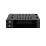 Icy Dock MB522SP-B base de conexión para disco duro Negro, Chasis intercambiable negro, Unidad de disco duro, SSD, SATA, 2.5,3.5", 6 Gbit/s, Negro, Datos, Poder