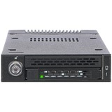 Icy Dock MB833M2K-B caja para disco duro externo Caja externa para unidad de estado sólido (SSD) Negro M.2, Chasis intercambiable negro, Caja externa para unidad de estado sólido (SSD), M.2, SAS, 32 Gbit/s, Negro