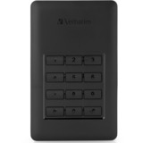 Verbatim Disco duro portátil y seguro Store n Go de 1 TB con teclado, Unidad de disco duro negro/Plateado, 1000 GB, Negro, Plata