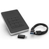 Verbatim Disco duro portátil y seguro Store n Go de 1 TB con teclado, Unidad de disco duro negro/Plateado, 1000 GB, Negro, Plata