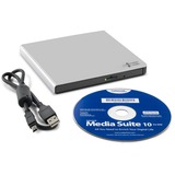 HLDS Slim Portable DVD-Writer, Regrabadora DVD externa plateado, Plata, Bandeja, Sobremesa/Portátil, DVD±RW, USB 2.0, 60000 h, Minorista