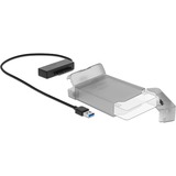 DeLOCK 64086 tarjeta y adaptador de interfaz Interno SATA, Convertidor negro, USB tipo A, SATA, Transparente, 6 Gbit/s, Windows 10, Windows 7, Windows 8.1, ChromeOS