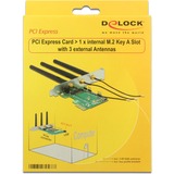 DeLOCK 89568 tarjeta y adaptador de interfaz Interno M.2, Adaptador de red PCI-E, M.2, USB, Caja, Inalámbrico
