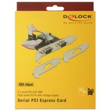 DeLOCK 89641 tarjeta y adaptador de interfaz Interno De serie, Tarjeta de interfaz PCIe, De serie, Perfil bajo, PCIe 2.0, RS-232, Verde