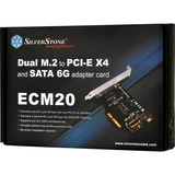 SilverStone ECM20 tarjeta y adaptador de interfaz Interno PCIe, SATA, Controlador ATA serie M.2, PCIe, SATA, Negro