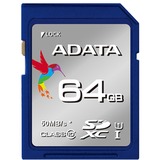 ADATA SDXC 64GB UHS Clase 10, Tarjeta de memoria azul, 64 GB, SDXC, Clase 10, UHS, Azul