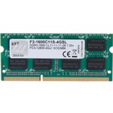 G.Skill 4GB DDR3-1600 módulo de memoria 1 x 4 GB 1600 MHz, Memoria RAM 4 GB, 1 x 4 GB, DDR3, 1600 MHz, 204-pin SO-DIMM