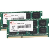 G.Skill 8GB DDR3-1066 SQ módulo de memoria 1066 MHz, Memoria RAM 8 GB, 2 x 4 GB, DDR3, 1066 MHz, 204-pin SO-DIMM, Lite Retail