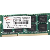 G.Skill F3-10666CL9S-4GBSQ módulo de memoria 4 GB 1 x 4 GB DDR3 1333 MHz, Memoria RAM 4 GB, 1 x 4 GB, DDR3, 1333 MHz, Minorista