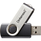 Intenso Basic Line unidad flash USB 64 GB USB tipo A 2.0 Negro, Plata, Lápiz USB plateado/Negro, 64 GB, USB tipo A, 2.0, 28 MB/s, Girar, Negro, Plata