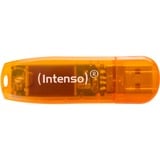 Intenso Rainbow Line unidad flash USB 64 GB USB tipo A 2.0 Naranja, Lápiz USB naranja, 64 GB, USB tipo A, 2.0, 28 MB/s, Tapa, Naranja