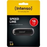 Intenso Speed Line unidad flash USB 16 GB USB tipo A 3.2 Gen 1 (3.1 Gen 1) Negro, Lápiz USB negro, 16 GB, USB tipo A, 3.2 Gen 1 (3.1 Gen 1), 70 MB/s, Tapa, Negro