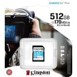 Kingston Canvas Go! Plus 512 GB SD UHS-I Clase 10, Tarjeta de memoria negro, 512 GB, SD, Clase 10, UHS-I, 170 MB/s, 90 MB/s