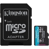 Kingston Canvas Go! Plus 64 GB MicroSD UHS-I Clase 10, Tarjeta de memoria negro, 64 GB, MicroSD, Clase 10, UHS-I, 170 MB/s, 70 MB/s