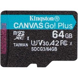 Kingston Canvas Go! Plus 64 GB MicroSD UHS-I Clase 10, Tarjeta de memoria negro, 64 GB, MicroSD, Clase 10, UHS-I, 170 MB/s, 70 MB/s