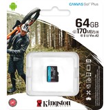 Kingston Canvas Go! Plus 64 GB MicroSD UHS-I Clase 10, Tarjeta de memoria negro, 64 GB, MicroSD, Clase 10, UHS-I, 170 MB/s, 70 MB/s