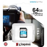 Kingston Canvas Go! Plus 64 GB SD UHS-I Clase 10, Tarjeta de memoria negro, 64 GB, SD, Clase 10, UHS-I, 170 MB/s, 70 MB/s