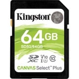 Kingston Canvas Select Plus 64 GB SDXC UHS-I Clase 10, Tarjeta de memoria negro, 64 GB, SDXC, Clase 10, UHS-I, 100 MB/s, Class 1 (U1)