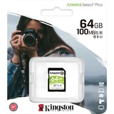 Kingston Canvas Select Plus 64 GB SDXC UHS-I Clase 10, Tarjeta de memoria negro, 64 GB, SDXC, Clase 10, UHS-I, 100 MB/s, Class 1 (U1)