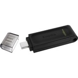 Kingston DataTraveler 70 unidad flash USB 128 GB USB Tipo C 3.2 Gen 1 (3.1 Gen 1) Negro, Lápiz USB negro, 128 GB, USB Tipo C, 3.2 Gen 1 (3.1 Gen 1), Cable, 7 g, Negro