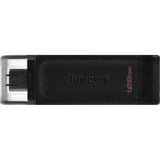 Kingston DataTraveler 70 unidad flash USB 128 GB USB Tipo C 3.2 Gen 1 (3.1 Gen 1) Negro, Lápiz USB negro, 128 GB, USB Tipo C, 3.2 Gen 1 (3.1 Gen 1), Cable, 7 g, Negro