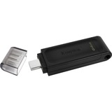 Kingston DataTraveler 70 unidad flash USB 64 GB USB Tipo C 3.2 Gen 1 (3.1 Gen 1) Negro, Lápiz USB negro, 64 GB, USB Tipo C, 3.2 Gen 1 (3.1 Gen 1), Cable, 7 g, Negro