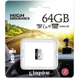 Kingston High Endurance 64 GB MicroSD UHS-I Clase 10, Tarjeta de memoria blanco/Negro, 64 GB, MicroSD, Clase 10, UHS-I, 95 MB/s, 30 MB/s