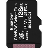 Kingston Paquete de una tarjeta micSDXC Canvas Select Plus 100R A1 C10 de 128 GB sin ADP, Tarjeta de memoria negro, 128 GB, MicroSDXC, Clase 10, UHS-I, 100 MB/s, Class 1 (U1)
