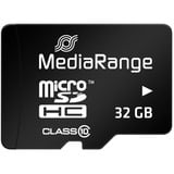 MediaRange 32GB microSDHC Clase 10, Tarjeta de memoria negro, 32 GB, MicroSDHC, Clase 10, 45 MB/s, 15 MB/s, Negro
