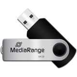 MediaRange 64GB USB 2.0 unidad flash USB USB Type-A / Micro-USB Negro, Plata, Lápiz USB negro/Plateado, 64 GB, USB Type-A / Micro-USB, 2.0, 13 MB/s, Girar, Negro, Plata
