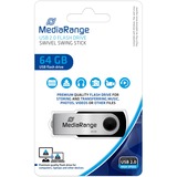 MediaRange 64GB USB 2.0 unidad flash USB USB Type-A / Micro-USB Negro, Plata, Lápiz USB negro/Plateado, 64 GB, USB Type-A / Micro-USB, 2.0, 13 MB/s, Girar, Negro, Plata