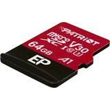 Patriot PEF64GEP31MCX memoria flash 64 GB MicroSDXC Clase 10, Tarjeta de memoria negro/Rojo, 64 GB, MicroSDXC, Clase 10, 100 MB/s, 80 MB/s, Class 3 (U3)