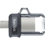 SanDisk Ultra Dual m3.0 unidad flash USB 128 GB USB Type-A / Micro-USB 3.2 Gen 1 (3.1 Gen 1) Negro, Plata, Transparente, Lápiz USB 128 GB, USB Type-A / Micro-USB, 3.2 Gen 1 (3.1 Gen 1), Deslizar, 5,2 g, Negro, Plata, Transparente