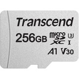 Transcend 300S 256 GB MicroSDXC NAND, Tarjeta de memoria plateado, 256 GB, MicroSDXC, NAND, 95 MB/s, 40 MB/s, Class 3 (U3)